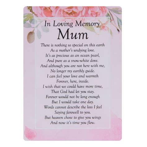 I Miss You Always Mum Memorial Graveside Funeral Poem Keepsake Card