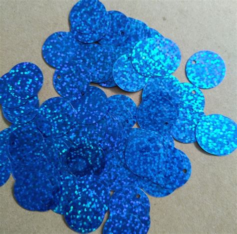 100g 20mm Flat Round Sequins Hologram Blue In Sequins From Home