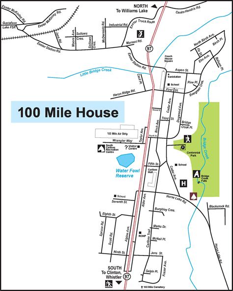 mile town map south cariboo  mile house