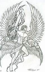 Archangel Outlines Levin Archangels Peito Tatoo sketch template