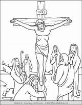 Cross Coloring Stations Pages Jesus Dies Thecatholickid sketch template