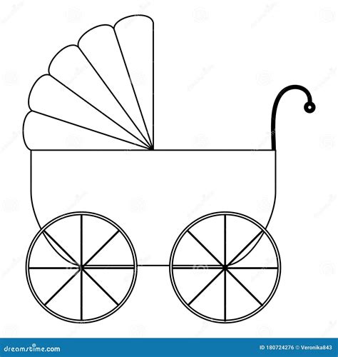 baby carriage outline icon stroller vector illustration isolated