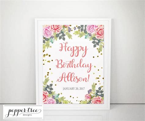 personalized birthday sign    inches printable birthday sign