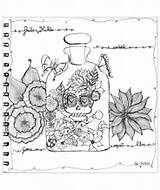 Coloring Pages Adults Cathy Frida Khalo Hommage Exclusive Work Original sketch template