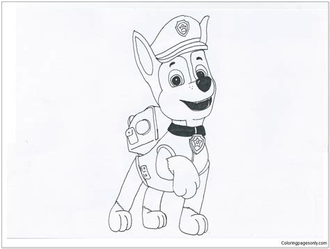 paw patrol chase  coloring page  printable coloring pages