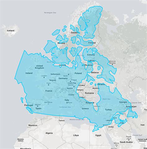 size  canada compared   size   countries vivid maps