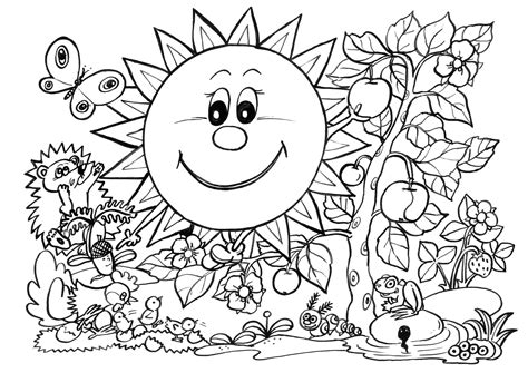 gambar spring coloring pages sunny garden  printable dora