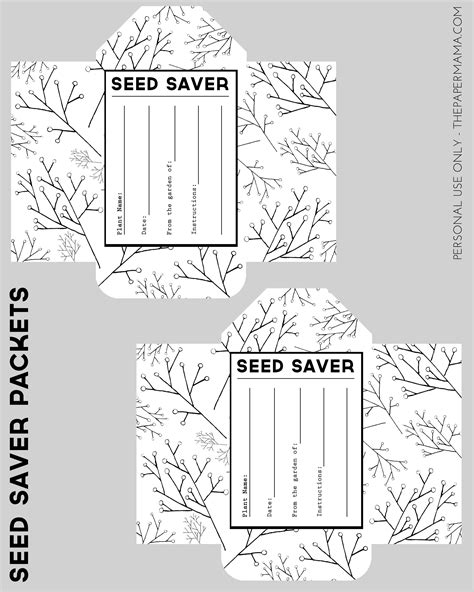 seed saver packet printables  paper mama seed packet template