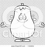 Eggplant Mascot Loving Outlined Coloring Vector Cartoon Cory Thoman sketch template