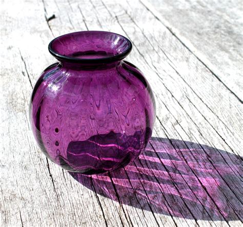 Amethyst Glass Vase Deep Purple Hand Blown Flower Vase