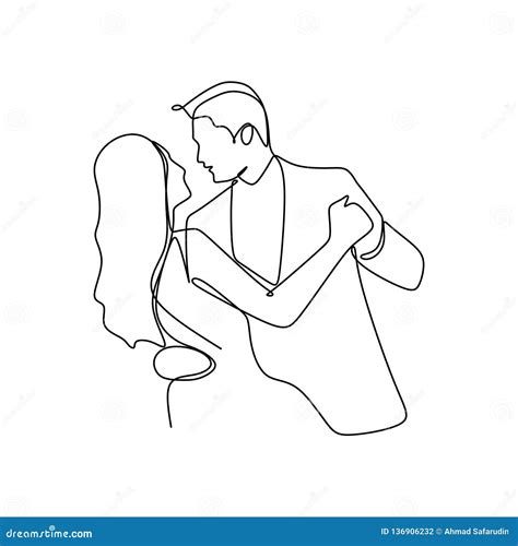 elegant romantic couple  love  continuous  art drawing vector