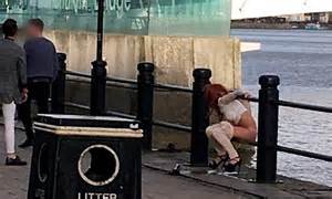 woman caught short in newcastle city centre relieves herself into the river daily mail online