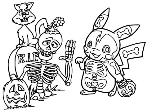 cute pikachu halloween coloring page  printable coloring pages