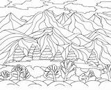 Landschaft Ausmalbild Insel Colorir Georgia Natureza Pemandangan Berge Lesson Desenhos Keeffe Malvorlagen Landschaften Mewarnai Rumit Paisagem Gebirge Wasserfall Harian Nusantara sketch template