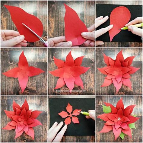 paper poinsettia flowers  christmas decor templates tutorial