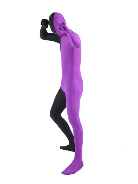 purple  black full body spandex zentai suit