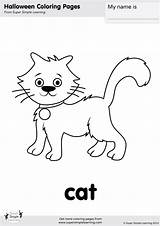 Cat Coloring Simple Super Halloween Flashcards Worksheets Songs Color Animal Cats Pages Kids Printables Kindergarten Creepy Learning Choose Board sketch template