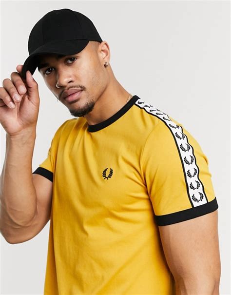 Fred Perry Taped Ringer T Shirt Yellow Asos