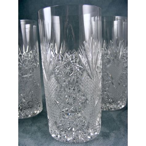 Bohemian Cut Crystal Tall Drinking Glasses Set Of 8 Chairish