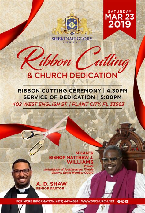 ribbon cutting church dedication flyer shekinah glory cathedral