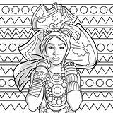 Africana Africanas Africano Negras Mandalas Estampas sketch template