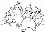 Teletubbies Coloring Pages Printable Kids Dancing sketch template