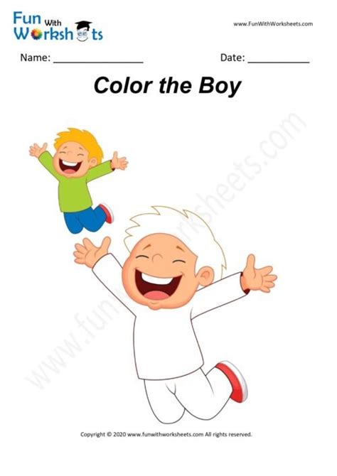 boy  colouring worksheet  printable worksheets