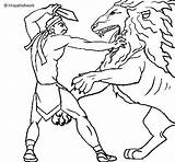Coloring Gladiator Lion Versus Roman Gladiators Colouring Pages Coloringcrew 66kb 470px sketch template