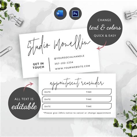 booking cards template customer appointment card ms word psd