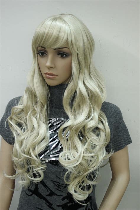 Fast Shipping Usps To Usa New Pale Blonde Synthetic Curly Bangs Skin