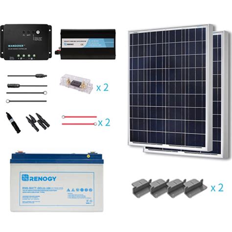 renogy  watt starter complete solar panel kit poly  grid solar  deep cycle pure gel