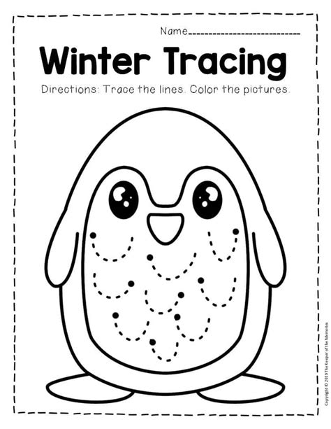 printable tracing winter preschool worksheets