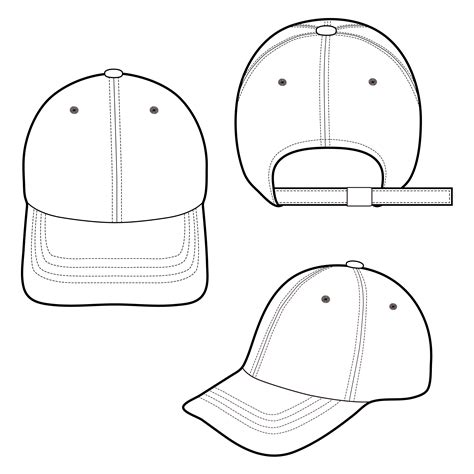 baseball cap fashion flat sketch template   vectors
