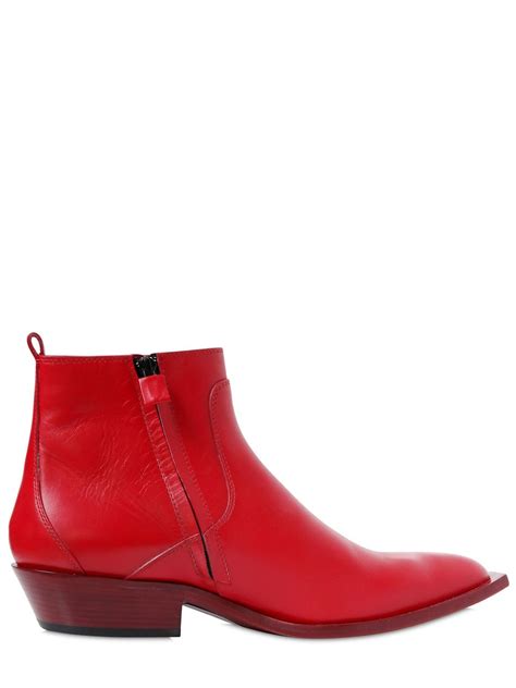 lyst costume national mm smooth leather ankle boots  red  men