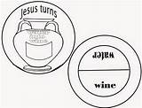 Crafts Jesus Wine Water Into Turns School Bible Sunday Miracle Kids First Craft Fun Preschool Activities Miracles Cana Wedding Turn sketch template