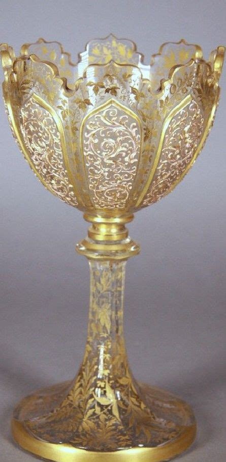 A Fine Signed Gilt And Enamel Decorated Moser Glass Vase Late 19th
