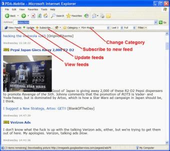 feed scout  handy rss reading toolbar  internet explorer