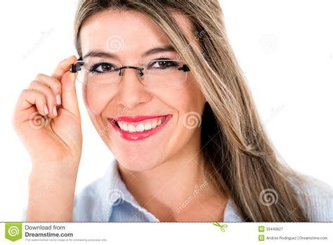 woman wearing glasses stock image image of pretty adult 33440627