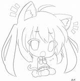 Coloring Anime Cat Chibi Pages Girl Cute Line Drawing Easy Color Colouring Print Printable Cats Kids Ears Draw Lineart Deviantart sketch template