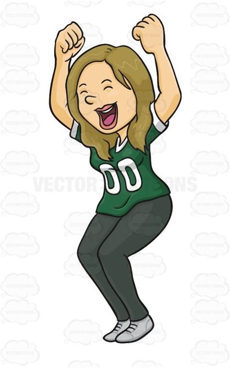 Female Sports Fan Jumping With Excitement Sports Women