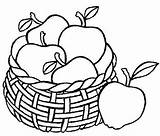 Apple Basket Coloring Drawing Pages Kids sketch template