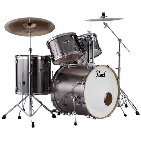 pearl export  smokey chrome complete drumset schlagzeug