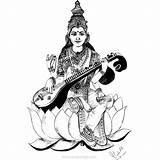 Saraswati Drawing Maa Inde Goddess Sarasvati Easy Colorier Coloriages Adulte Veena Vêtements Xcolorings Lord Azam Quaid Détails Couronne énormément Vishnu sketch template