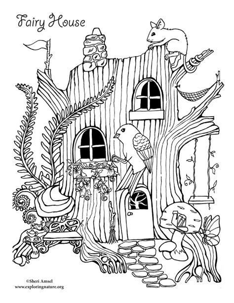 fairy house coloring nature