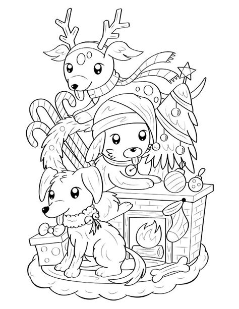 christmas puppy sheets hard coloring pages