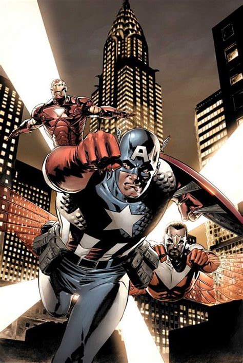 captain america falcon and iron man by steve epting with