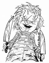 Chucky Halloween Scary Coloring Pages Drawings Info Drawing Horror sketch template