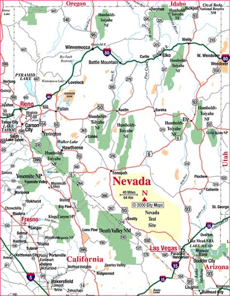 nevada tourist attractions in the map map of nevada