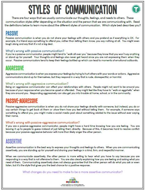 effective communication skills worksheets  practice style worksheets