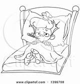 Sick Bed Boy Clipart Cartoon Coloring Lineart Royalty Yayayoyo Illustration Vector Pages Illustrations sketch template
